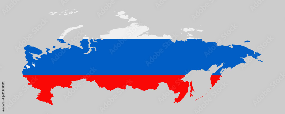 Map and National flag of Russia.Map Of Russia With Flag Isolated On White Background, Vector Illustration Flag and Map of Russia for continue.