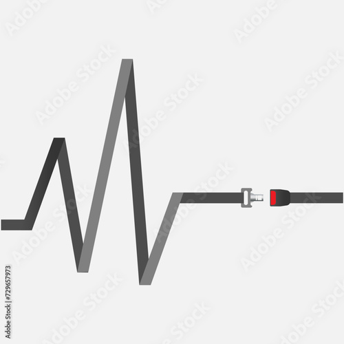 Safety Belt isolated on background. Seat belt for protection isolated on white background. The safety equipment for car or plane. Vector illustration in flat style. EPS 10.