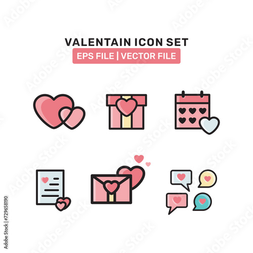 Collection of Valentine icons, valentine's day design elements. set of heart, love, outline, vector illustration icons