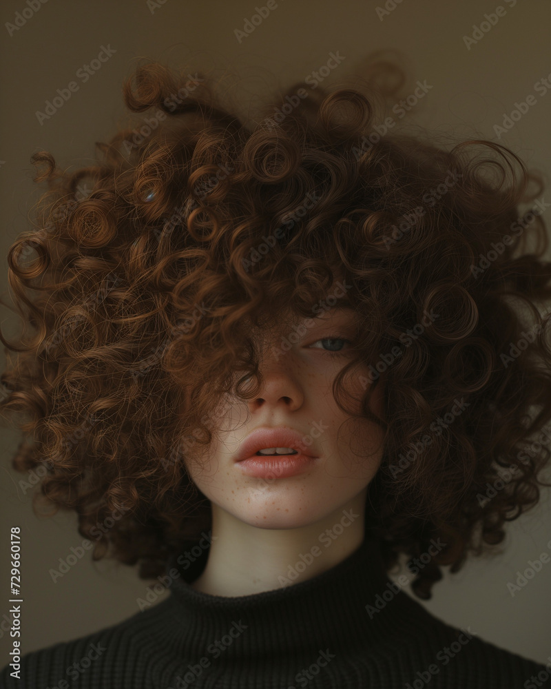 Natural look of a young woman with curly hair, ideal for lifestyle brands and authentic beauty campaigns. Natural look of a young woman with curly hair, ideal for lifestyle brands and authentic beauty campaigns.
