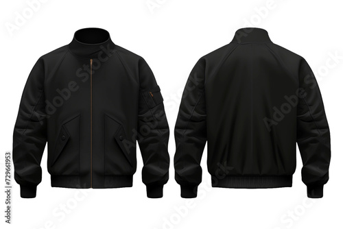 Leinwand Poster A black bomber jacket mockup template, ideal for displaying custom designs or patterns