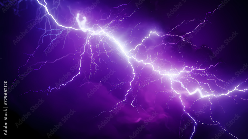 Obraz premium Lightning on the sky, gloomy ominous thunder and lightning background