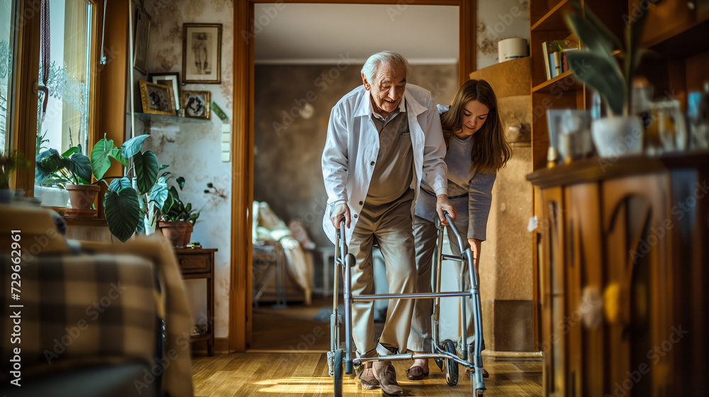 Caregiver Assisting the Elderly at Home