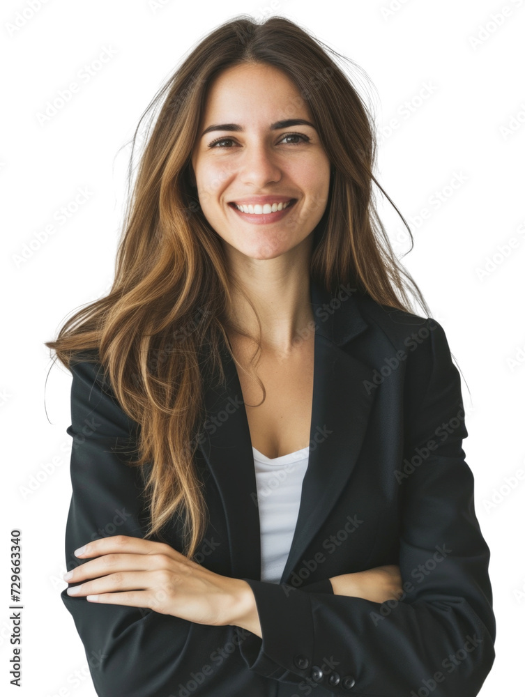 Smiling mature business woman in transparent background