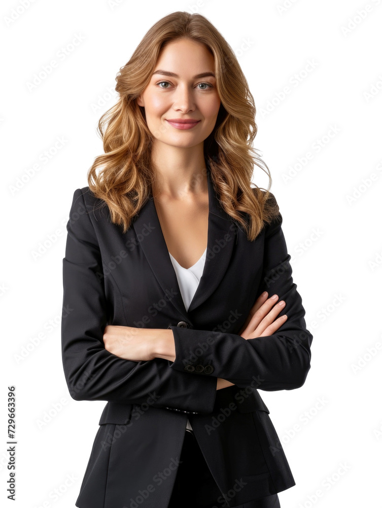 Smiling mature business woman in transparent background