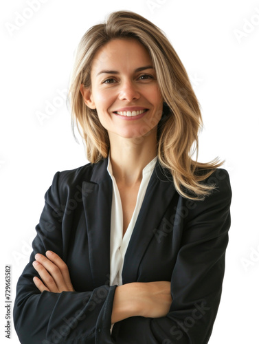 Smiling mature business woman in transparent background