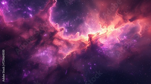 Space wallpaper featuring a contemporary nebula panorama with captivating pink and purple colors.