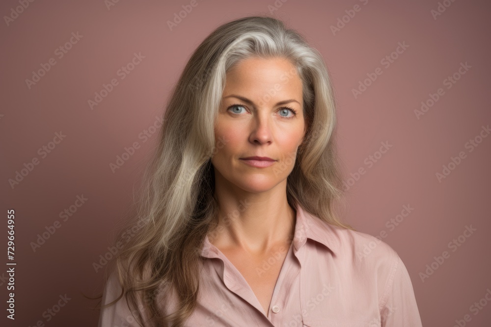 Portrait of a beautiful middle-aged woman with grey hair. Portrait of a beautiful middle-aged woman with grey hair.