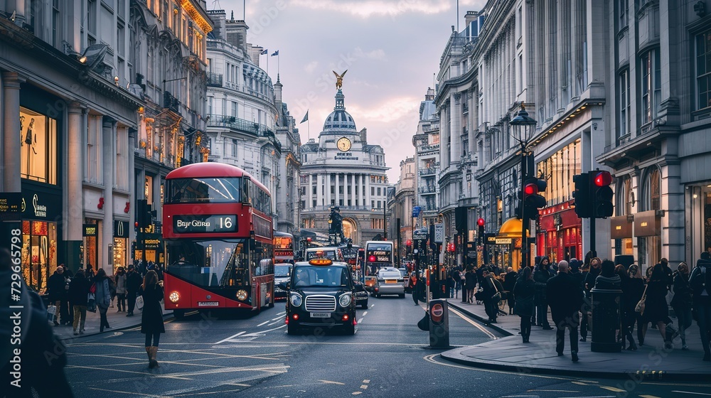 Fototapeta premium Busy Street View at London City, U.K