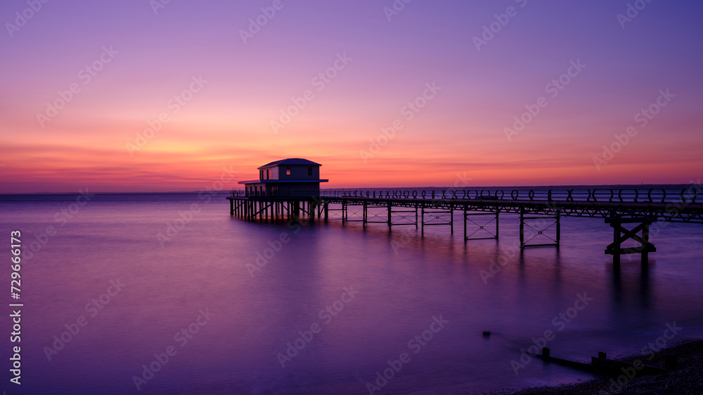 Totland Pier at sunset, Isle of Wight