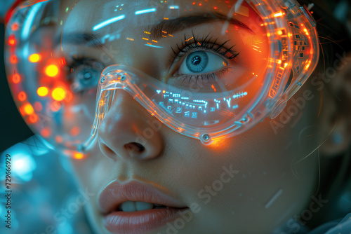 Beautiful cyborg girl. New technologies of human-robot hybrid.