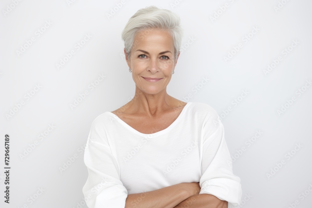 Portrait of beautiful senior woman with grey hair. Isolated on white background. Portrait of beautiful senior woman with grey hair. Isolated on white background.