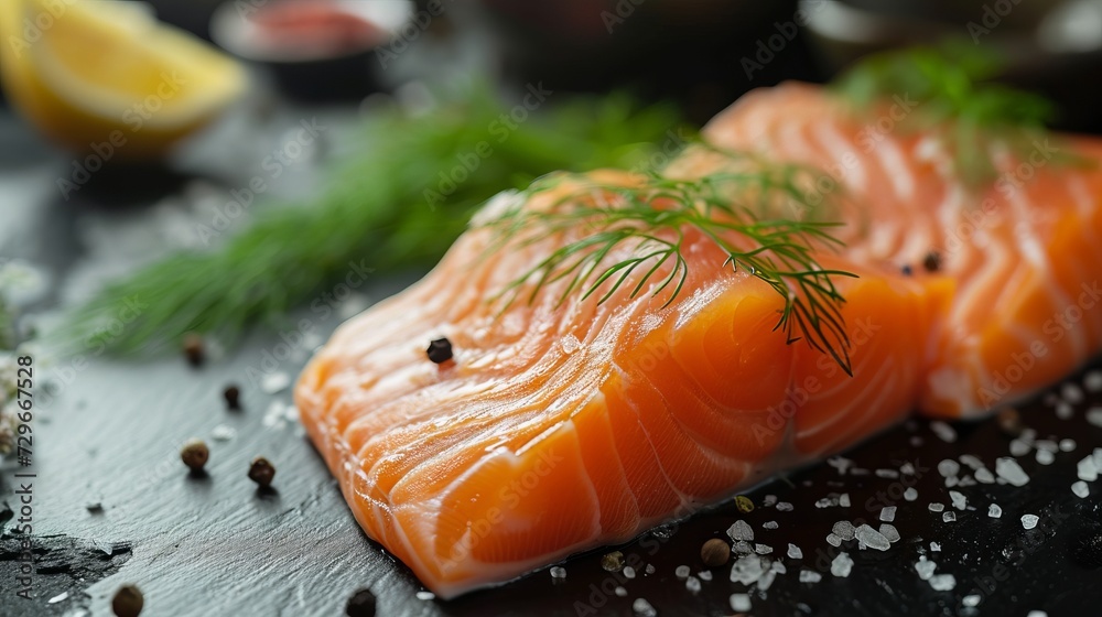 Cooking slice of salmon in the kitchen. Generative AI Cooking slice of salmon in the kitchen. Generative AI