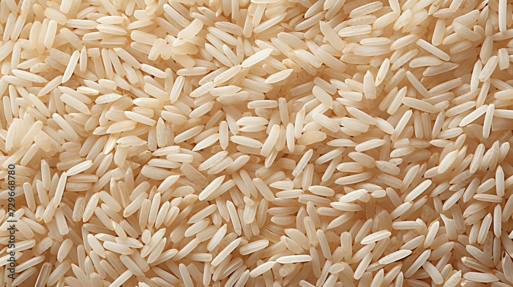Close-up of uncooked white rice grains filling the frame. Top view. Copy space. Concept of uncooked food, dietary staple, cereal grain, and agricultural product. Close-up of uncooked white rice grains filling the frame. Top view. Copy space. Concept of uncooked food, dietary staple, cereal grain, and agricultural product.