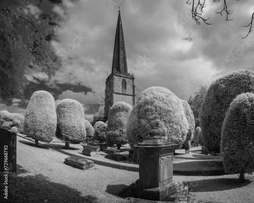 Infra red photo - St Mayr's Church Painswick, Gloucestershire in the Cotswolds photo