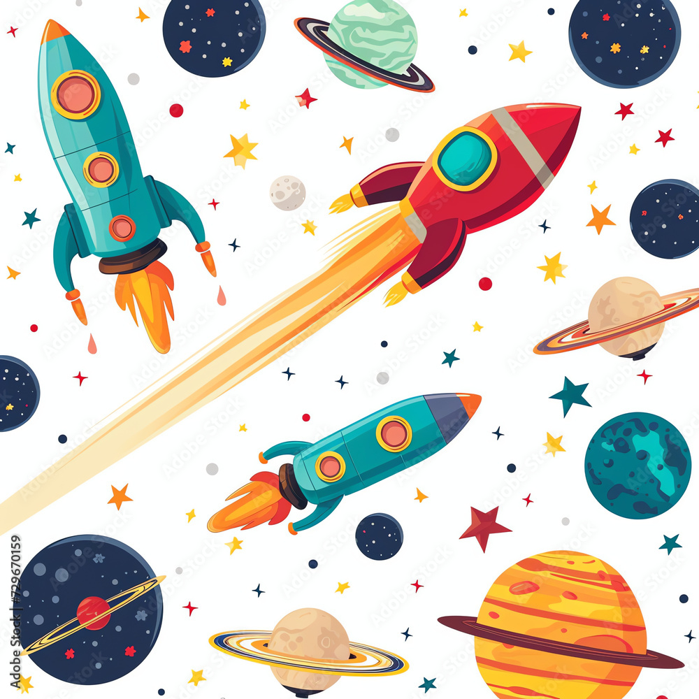 Space in Cartoon Style For Children Learning Space in Cartoon Style For Children Learning