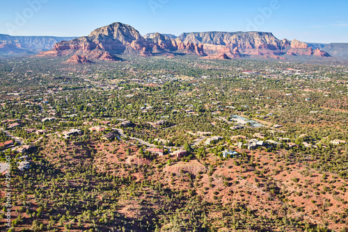 Aerial View of Desert Town Amidst Sedona Red Rocks