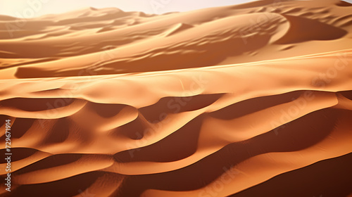 Sand dunes in desert landscape, 3d rendering of beautiful desert © ma