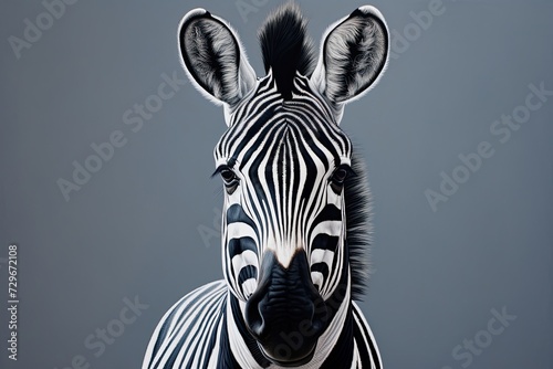 zebra on clean grey background