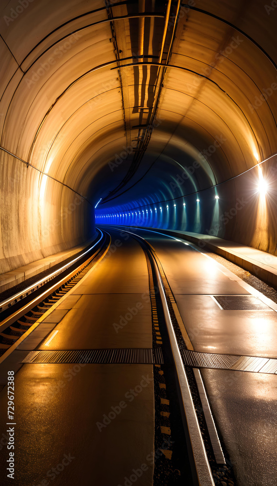 Underground. Tunnel. Subterranean. Passage. Dark. Transportation. Subway. Urban. Infrastructure. Engineering. Secret. Mysterious. Exploration. Adventure. AI Generated.
