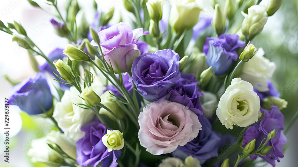 Obraz premium banner for March 8 lisianthus on a white background with free space and place for text