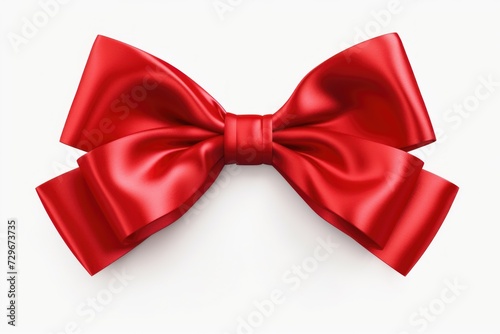 Red satin bow isolated on white background.