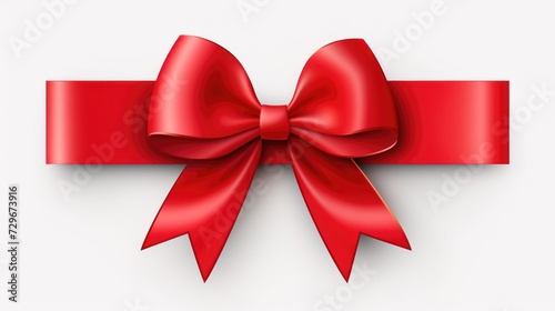 Realistic red gift bow isolated on white background.
