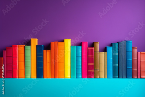 Beautiful colorful books with hard covers and beautiful illustrations. Concept of reading, library, education, poetry, novel. For book lovers.