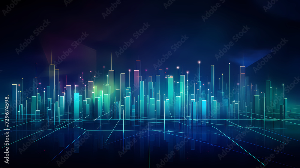 Stock market chart background, financial forecast illustration with glowing trend lines Stock market chart background, financial forecast illustration with glowing trend lines