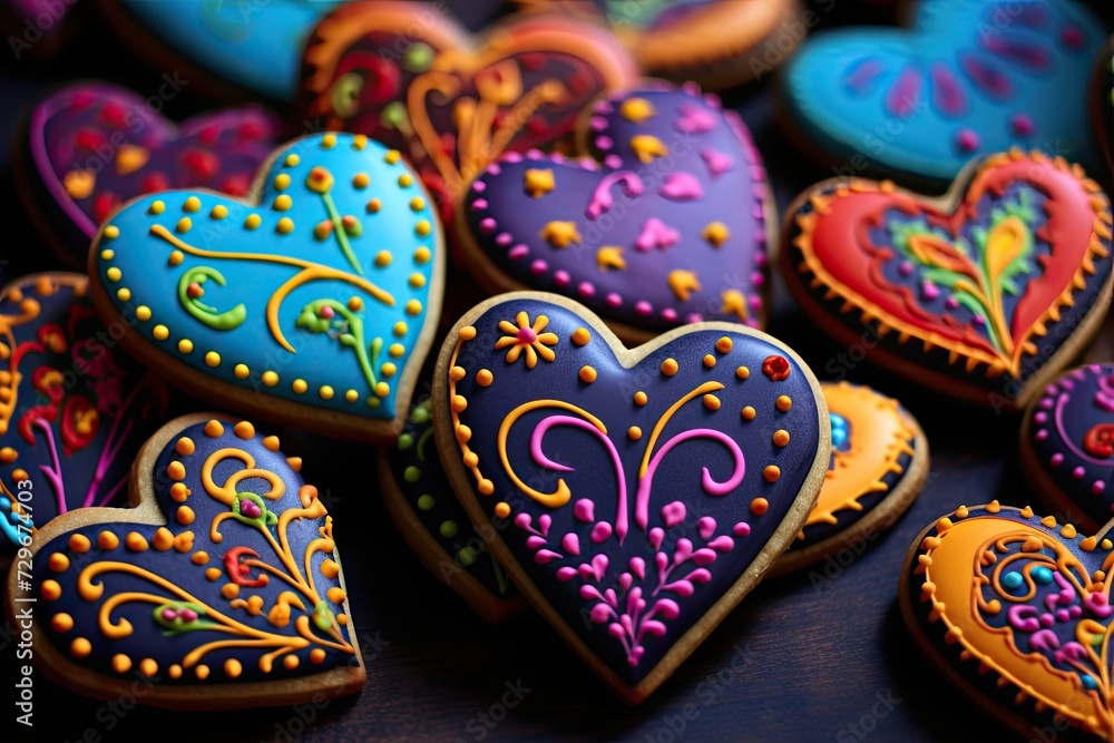 tasty colorful heart cookies for valentines day