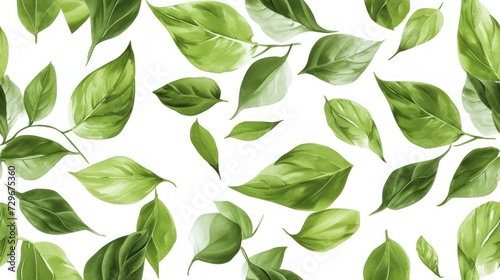  a close up of a green leaf pattern on a white background with a green leaf on the left side of the image and a green leaf on the right side of the right side of the image.