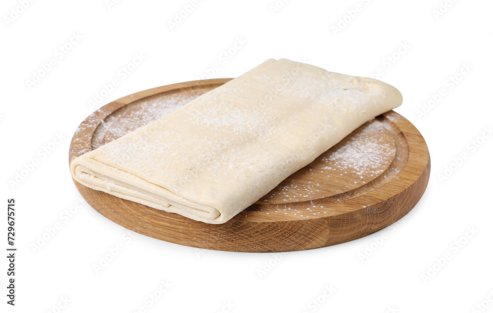 Raw puff pastry dough isolated on white