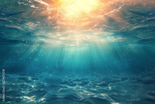 Beautiful ocean background with sunlight and an undersea scene A serene and natural marine setting