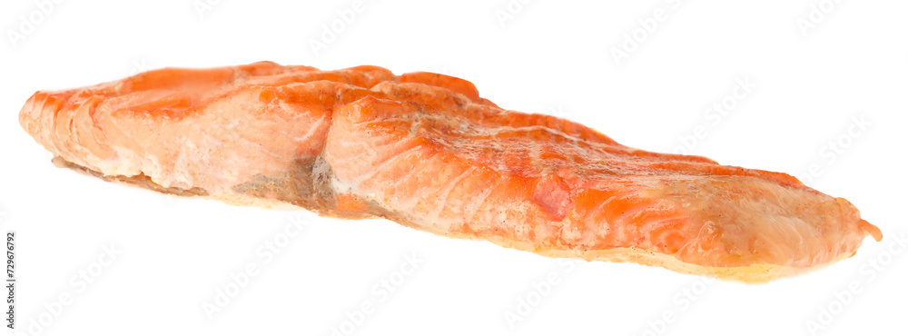 Piece of tasty grilled salmon isolated on white Piece of tasty grilled salmon isolated on white