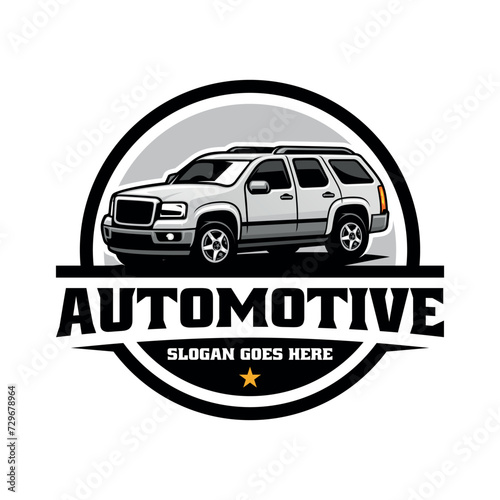 Overland SUV adventure vehicle vector illustration logo vector