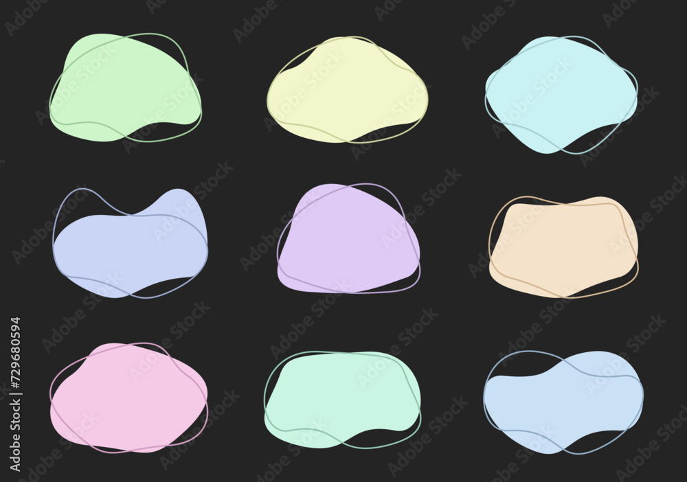 A set of simple abstract shapes in various pastel tones for minimalist designs – Decorative elements for template or card designs A set of simple abstract shapes in various pastel tones for minimalist designs – Decorative elements for template or card designs