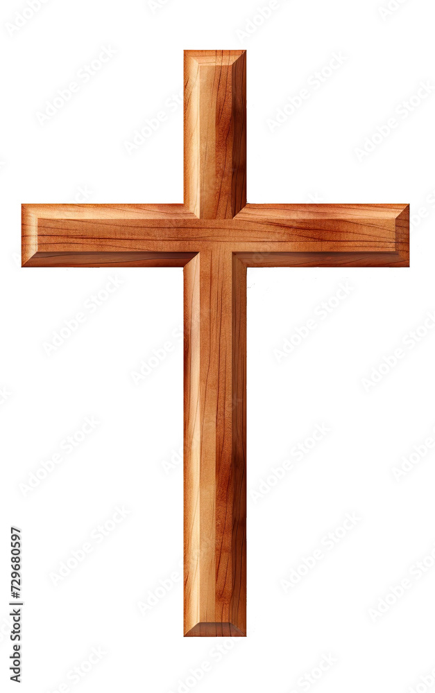 Wooden Christian cross isolated on white background