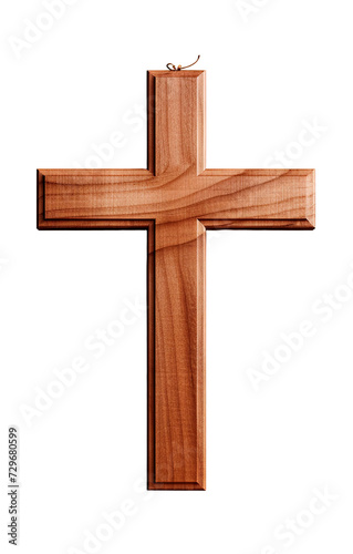 Wooden christian cross isolated on white background with clipping path