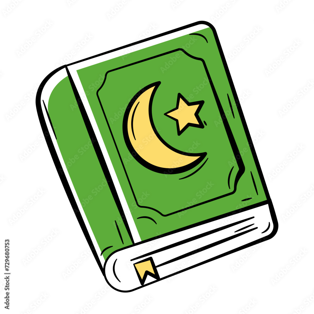 Hand Drawn Color Icon of Alquran..Doodle Islamic Icon Collections Hand Drawn Color Icon of Alquran..Doodle Islamic Icon Collections