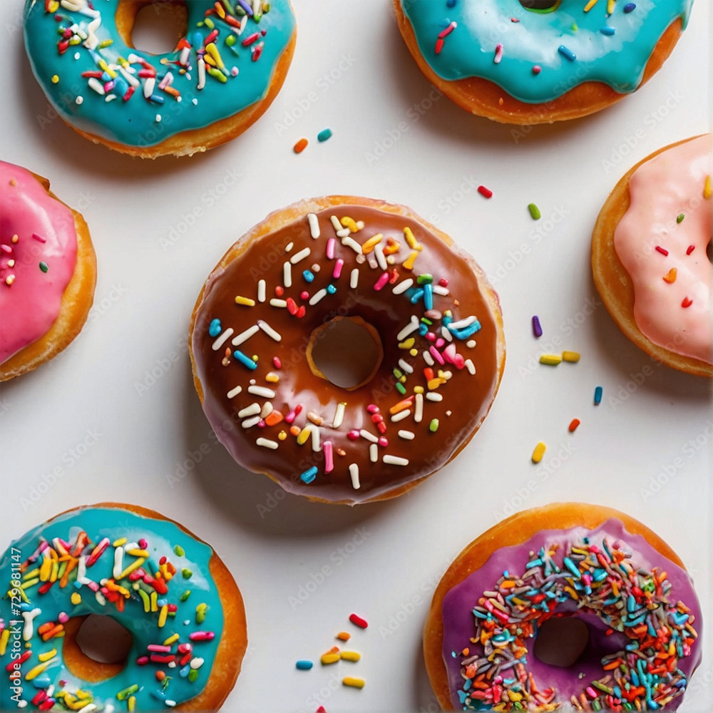 Photo of donut with colorful candy Photo of donut with colorful candy