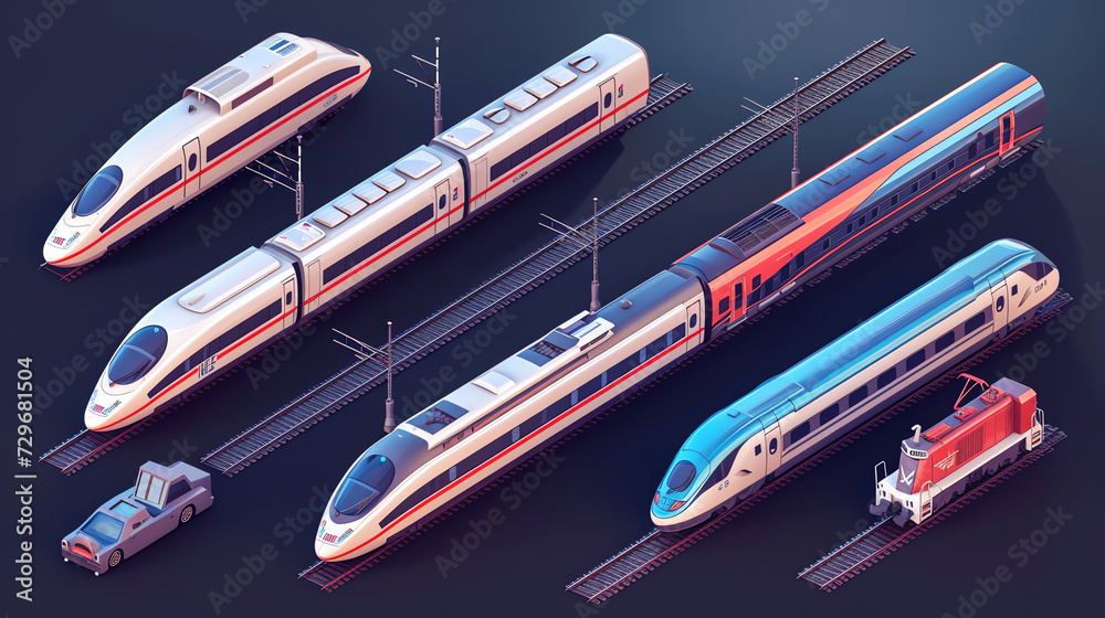 Fototapeta premium Train Collection Tileset Isometric