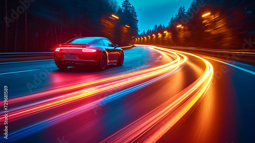 a car on a road with lights © TONSTOCK