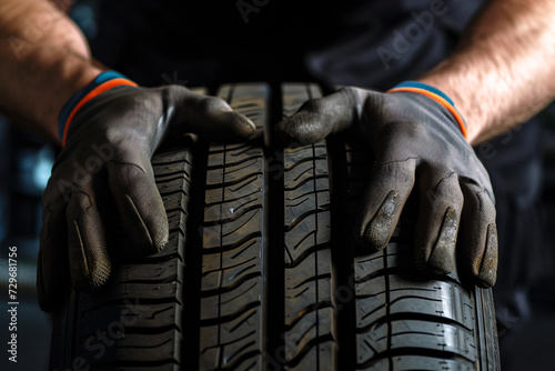 a person holding a tire © TONSTOCK