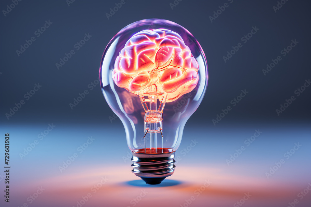 a light bulb with a glowing brain inside a light bulb with a glowing brain inside