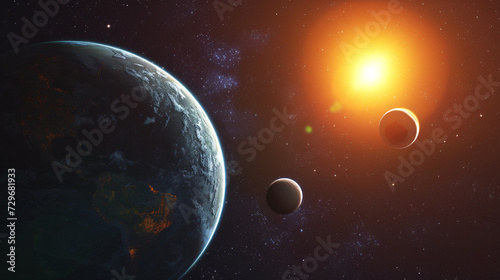 planets and sun in space