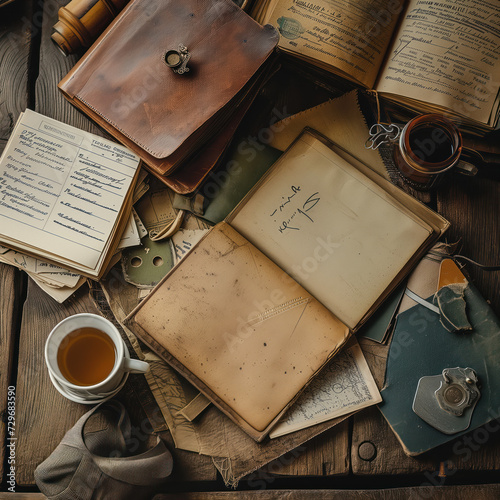 lat lay of of notebook and writers tools supplies