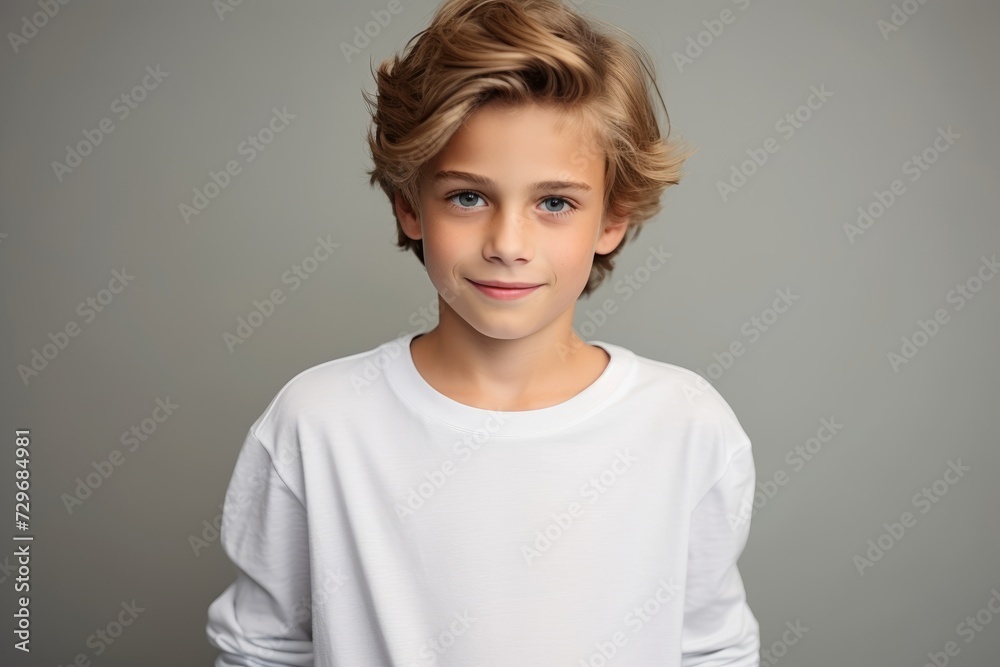 Portrait of a cute little boy with blond hair. Studio shot. Portrait of a cute little boy with blond hair. Studio shot.