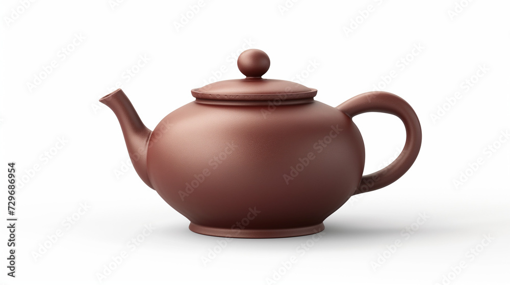 Traditional purple clay teapot(紫砂壶) isolated on white background.