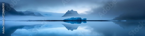 Icebergs reflect in the water  Reflecting Iceberg landscape backgrounds  panorama.