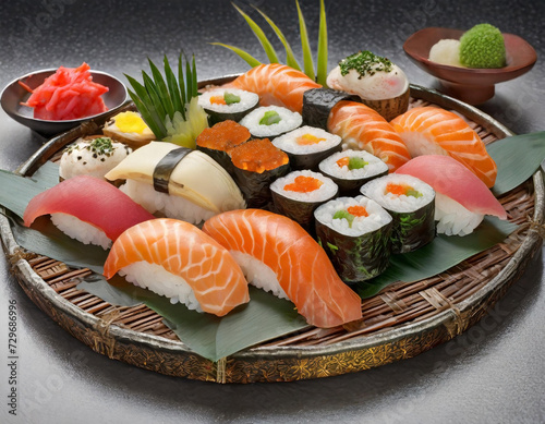 Sushi platter display